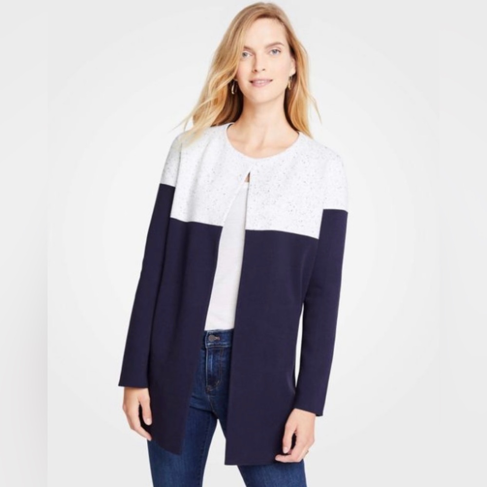 Ann Taylor Desk-to-Dinner Colorblock Open Cardigan Size XS